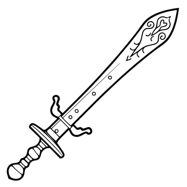 Esquema Limpio Ilustración Una Espada Perfecto Para Logos Fantasía — Vector de stock