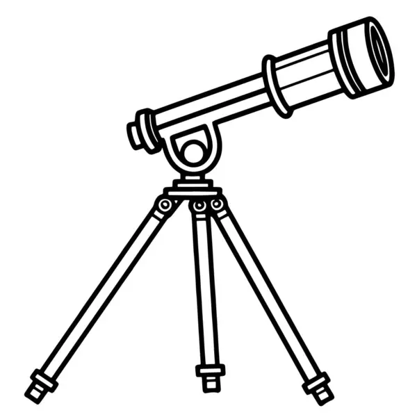 Esquema Limpio Ilustración Telescopio Perfecto Para Logos Científicos — Vector de stock