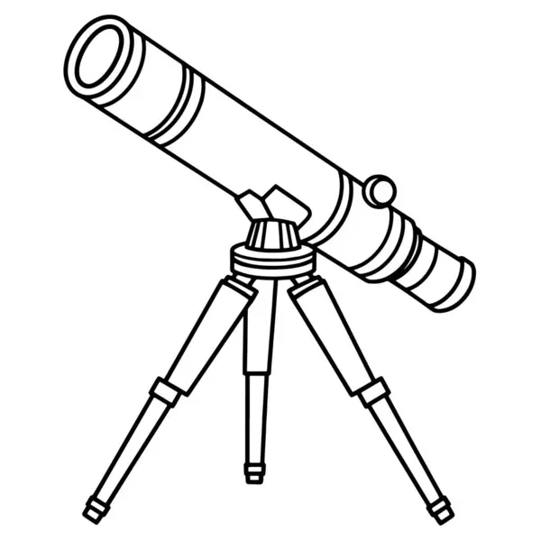 Esquema Limpio Ilustración Telescopio Perfecto Para Logos Científicos — Vector de stock