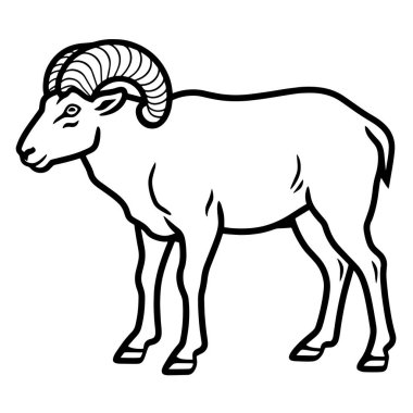 Bir ram simgesinin minimalist çizimi, doğa ve koruma grafikleri için mükemmel.
