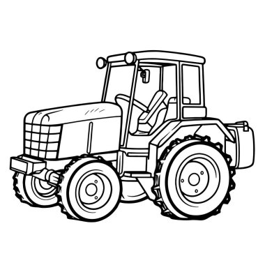 Bir traktör simgesinin minimalist çizimi, kırsal ve kırsal grafikler için mükemmel.