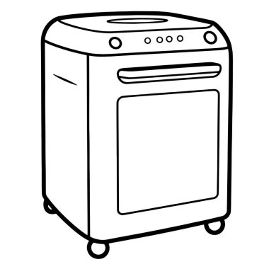Bir çamaşır makinesi simgesinin minimalist çizimi, cihaz grafikleri için mükemmel.
