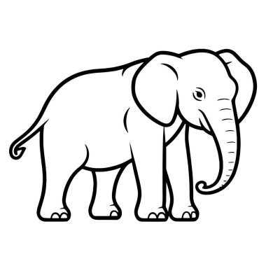 Bir fil simgesinin minimalist çizimi, koruma grafikleri için ideal.