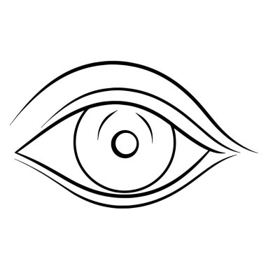 Göz simgesinin minimalist çizimi, tıbbi ve optik grafikler için mükemmel.