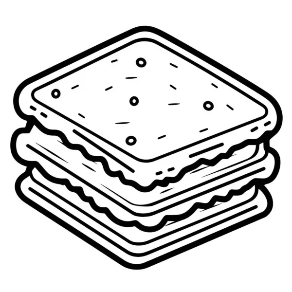 松饼饼干的清晰的轮廓图解 完美的甜点标志 — 图库矢量图片