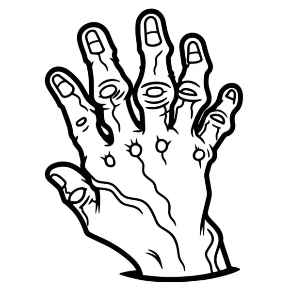 Delineamento Limpo Ilustração Uma Mão Zumbi Ideal Para Logotipos Assustadores —  Vetores de Stock
