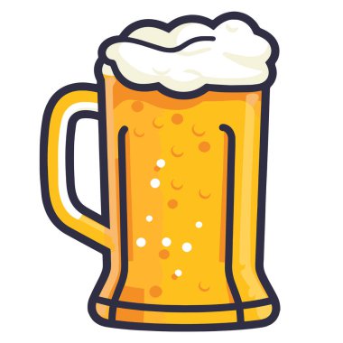 Bir bira simgesinin temiz vektör çizimi, bar tabelası veya ambalaj tasarımları için ideal.