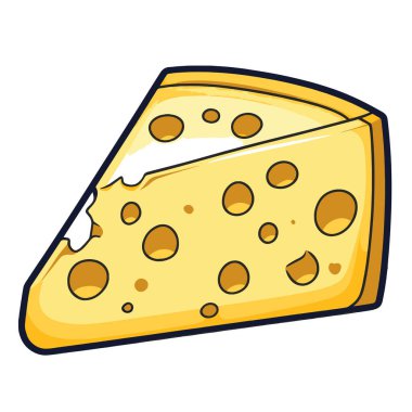 Peynir simgesinin çıtır vektör çizimi, yemek paketleme veya yemek tarifi kitapları için idealdir.