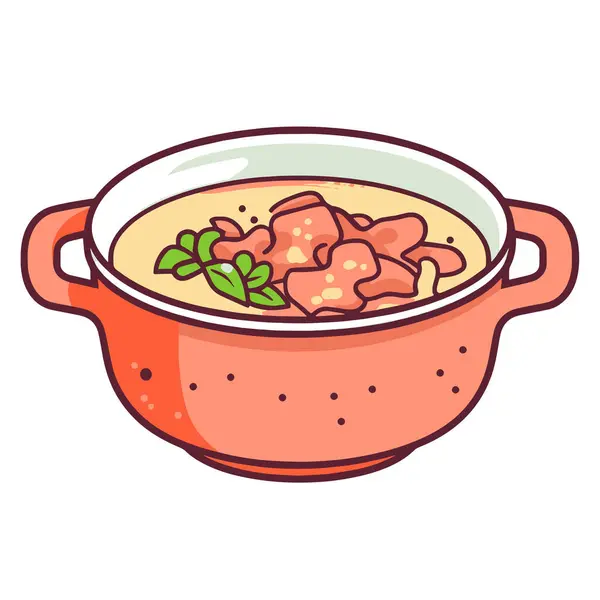 食品包装や料理グラフィックに最適なビーフスープアイコンのクリスプベクターイラスト — ストックベクタ
