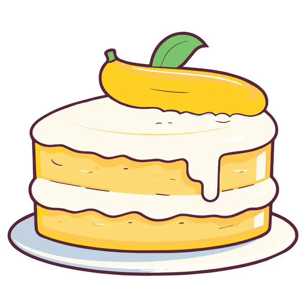 バナナケーキアイコンの鮮明なベクター描写 食品包装や料理のデザインに最適 — ストックベクタ