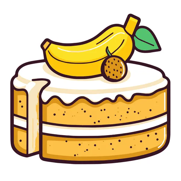 Яскраве Векторне Зображення Значка Бананового Торта Ідеально Підходить Упаковки Продуктів — стоковий вектор