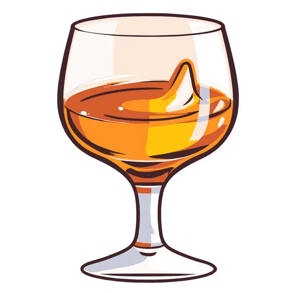 Krispig Vektor Illustration Brandy Ikon Perfekt För Cocktail Recept Eller — Stock vektor