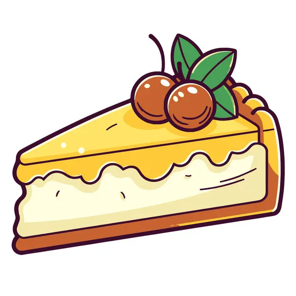 食品包装や料理のデザインに最適なチーズケーキアイコンのクリスプベクターイラスト — ストックベクタ