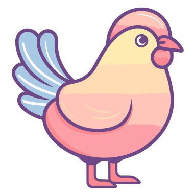 Tavuk simgesinin çıtır vektör çizimi, yemek paketleme veya yemek tarifi kitapları için idealdir.