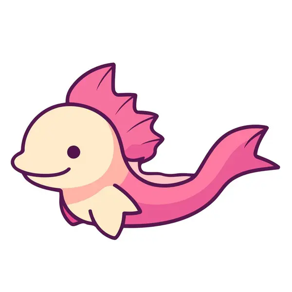 Pink Axolotl Cartoon Style Suitable Kids Merchandise Whimsical Illustrations — Vector de stock