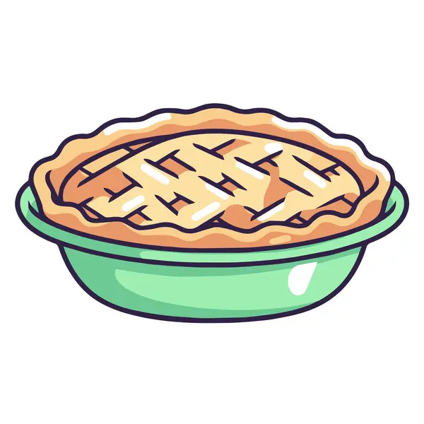 Хрустящая Векторная Иллюстрация Иконки Яблочного Пирога Идеально Подходит Упаковки Пищевых — стоковый вектор