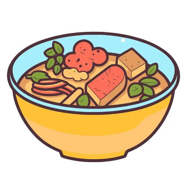 Хрустящая Векторная Иллюстрация Иконы Говяжьего Супа Идеально Подходит Упаковки Пищевых — стоковый вектор