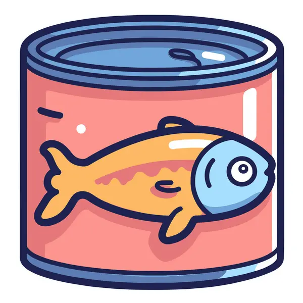Krispig Vektor Illustration Konserverad Fisk Ikon Perfekt För Livsmedelsförpackningar Eller — Stock vektor