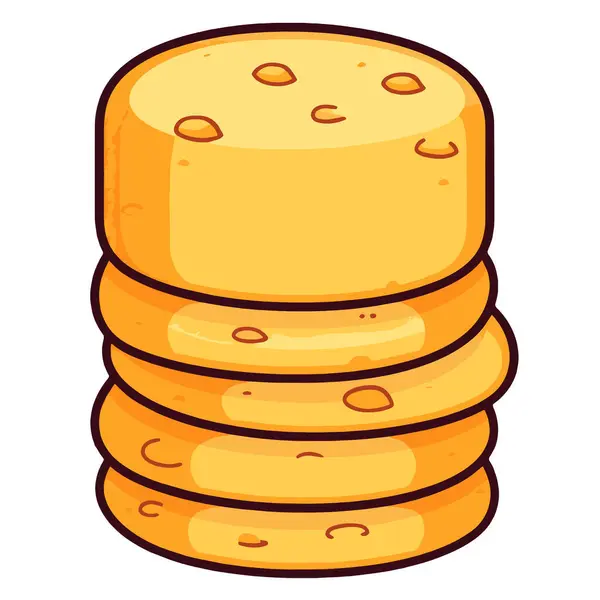 Хрустящая Векторная Иллюстрация Значка Печенья Сыром Идеально Подходит Логотипов Пекарен — стоковый вектор