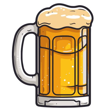 Bir bira simgesinin temiz vektör çizimi, bar tabelası veya ambalaj tasarımları için ideal.
