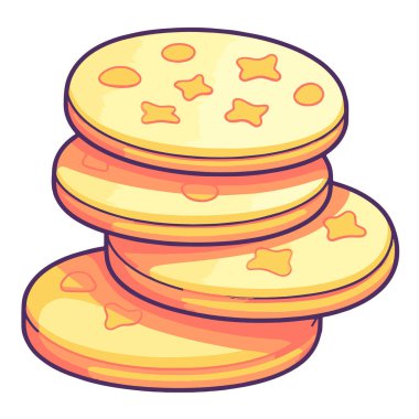 Bisküvi simgesinin çıtır vektör çizimi, gıda ambalajı veya mutfak tasarımları için idealdir.