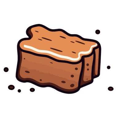 Bir brownie simgesinin çıtır vektör çizimi, gıda ambalajı veya mutfak tasarımları için ideal.