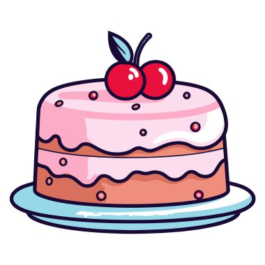 Bir pasta simgesinin çıtır vektör çizimi, yemek paketleme veya mutfak tasarımları için idealdir.