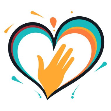 Elleri temsil eden bir simge vektör biçiminde bir kalp jesti, romantik temaları resmetmek için uygun, pozitif duygular