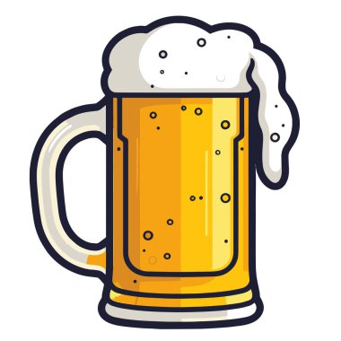 Bir bira simgesinin temiz vektör çizimi, bar tabelası veya ambalaj tasarımları için ideal.