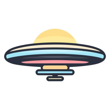 Bir UFO 'yu vektör formatında temsil eden bir simge, UFO gözlemleri için uygun, yabancı gemiler