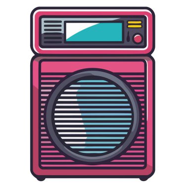 Disko veya rock partileri için tasarlanmış, etkinlik tanıtımı ve eğlence odaklı grafikler için ideal bir ses sisteminin simgesi.