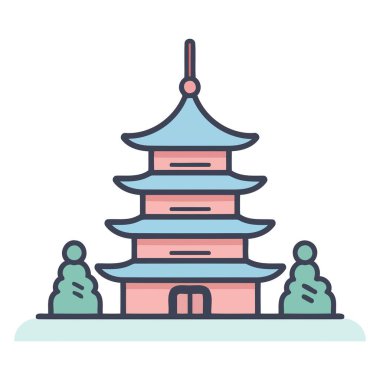 Vektör biçiminde Asya tapınağını temsil eden bir simge,