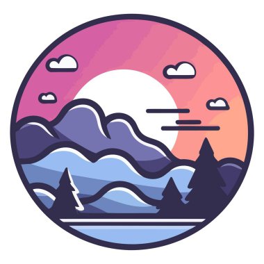 Çekici bir dağı vektör biçiminde temsil eden bir simge, manzarayı resmetmek için uygun