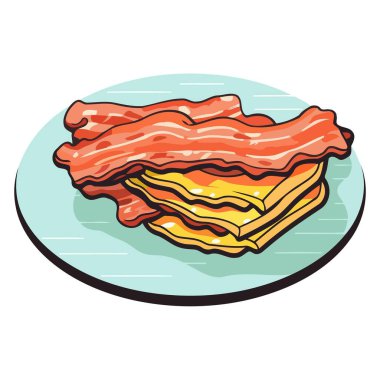 Pastırmayı temsil eden bir simge vektör biçiminde, kahvaltılık yiyecekleri tasvir etmek için uygun.