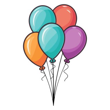 Vektör biçiminde balonları temsil eden bir simge, olayları, dekorasyonları veya doğum günü kutlamaları için uygun.
