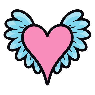 Melek kanatlı bir kalbi temsil eden bir simge vektör biçiminde, romantizmi resmetmeye uygun, ilahi semboller