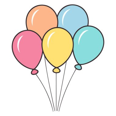 Vektör biçiminde balonları temsil eden bir simge, olayları, dekorasyonları veya doğum günü kutlamaları için uygun.