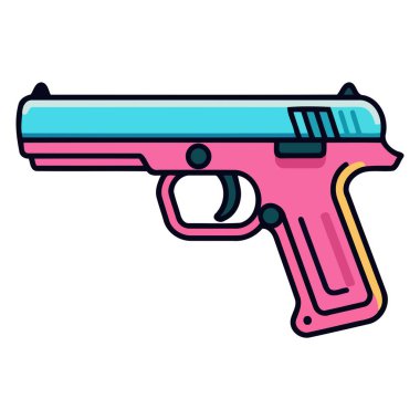 Oyuncak silah ikonunun çizgi film tarzı vektörü, çocuk oyuncakları ve eğlenceli projeler için mükemmel..