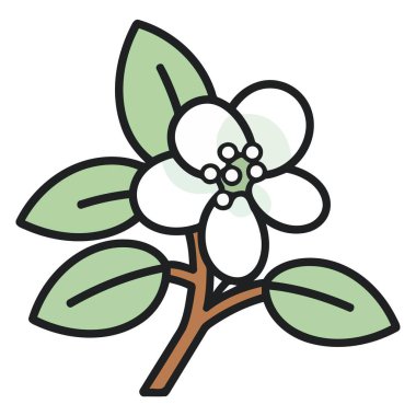 Yasemin simgesinin ayrıntılı vektörü, doğa temalı grafikler için ideal.
