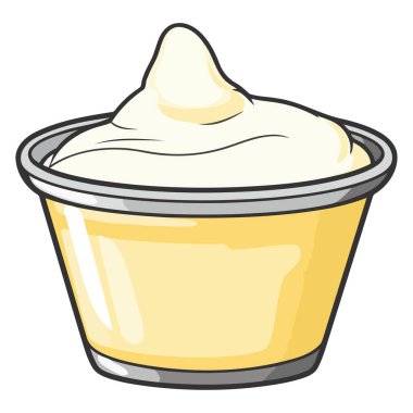 Renkli vektör içinde mayonez sosunu gösteren bir simge, pürüzsüz ve kremsi dokuyu gösteriyor