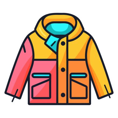 Kışlık ceket ikonunun ayrıntılı vektörü, soğuk hava modası grafikleri için ideal.