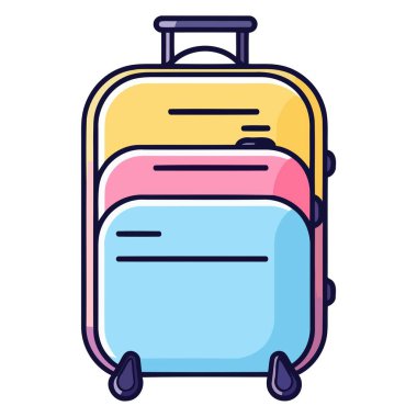 Klasik bavul şeklini gösteren, seyahati sembolize eden bir çizgi sanat ikonu.