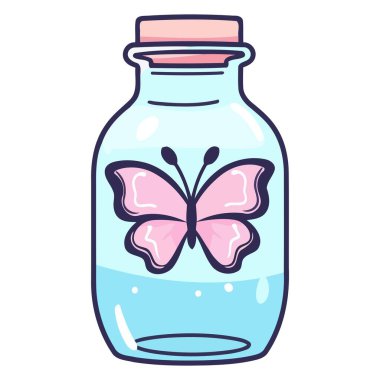 Aşk sembolleri ve kelebeklerle romantik tasarımı gösteren bir taslak vektör.