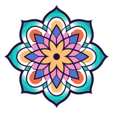 Lüks tasarım elementleri olan mandala 'nın ana hatlı vektör simgesi