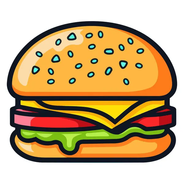 Hamburger simgesinin basitleştirilmiş vektörü, yiyeceklerle ilgili tasarımlar ve uygulamalar için uygundur.