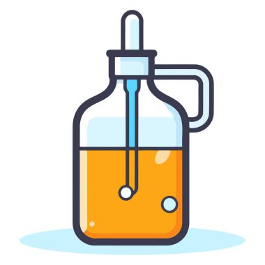 Tıbbî şurup şişesinin vektör simgesi, silindirik şekilli ve tanınabilir püskürtülmüş.