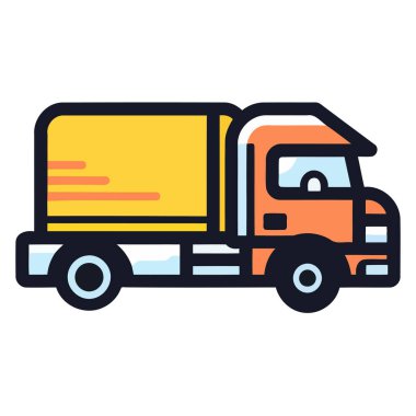 Vektör biçiminde bir lojistik simgesi, kargo kutusu gibi elementleri tasvir eden bir tasarım