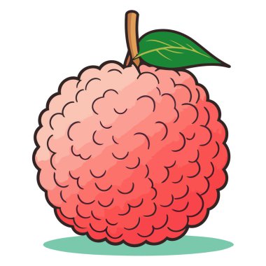 Lychee 'nin belirgin engebeli derisini ve kesitini gösteren ana hatlı bir vektör.