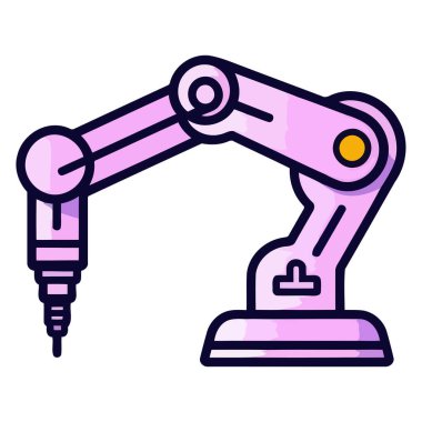 An outline vector icon of mechanical robot arm, emphasizing its robotic structure and flexible movement clipart