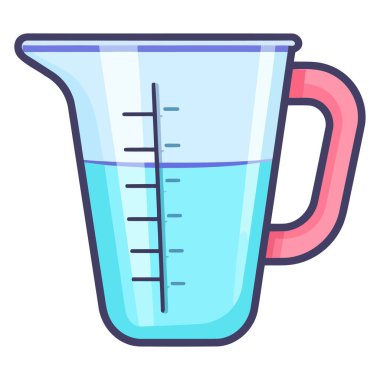 An outline vector icon of measuring cup, emphasizing its cylindrical shape and measurement lines clipart